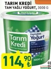 TARIM KREDİ TAM YAĞLI YOĞURT 3000 G fiyat ve kampanya bilgisi